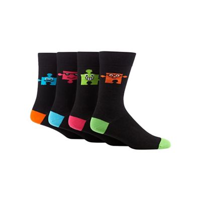 Pack of four black puzzle socks